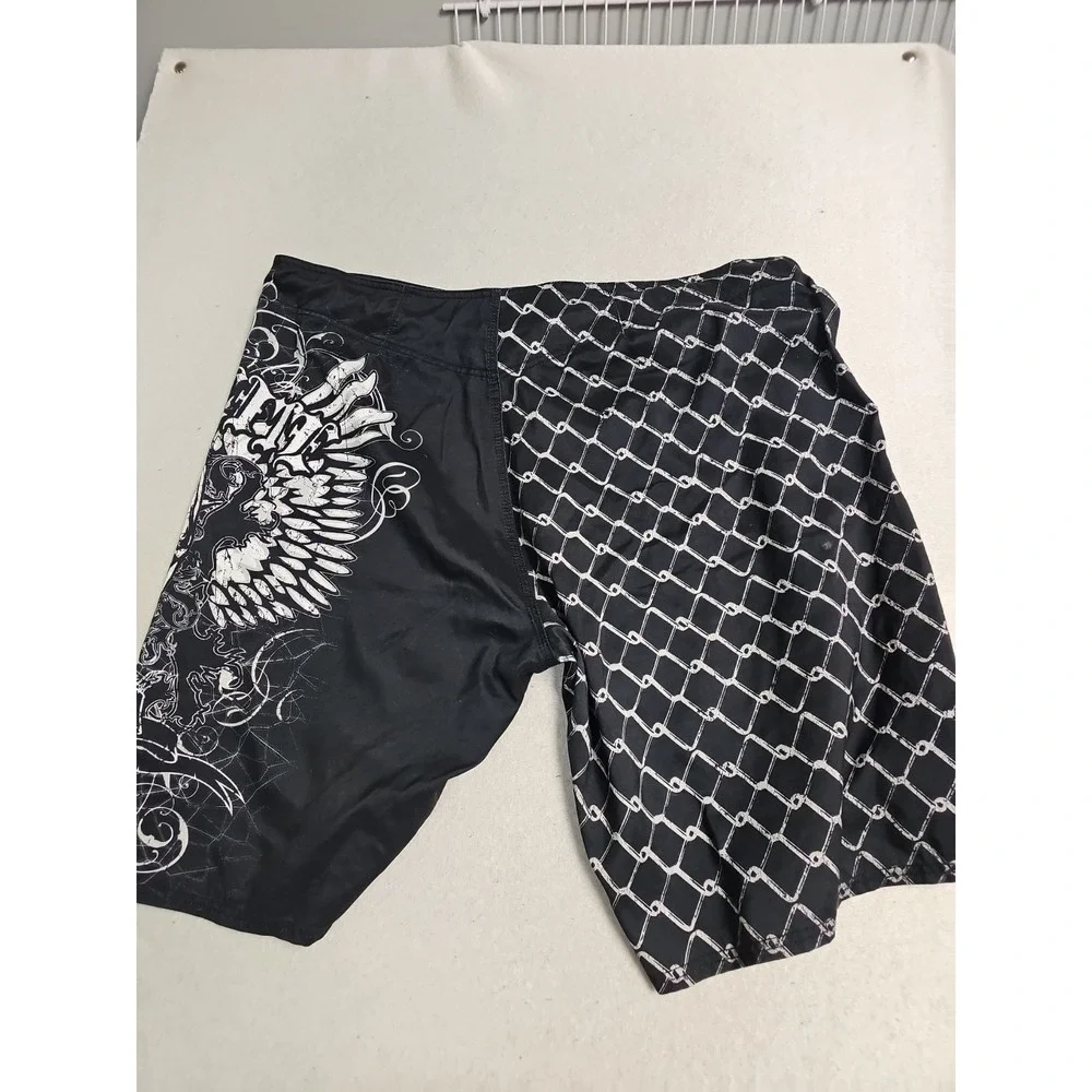 MMA Elite‎ Board Shorts Mens 2XL  Skulls Chains Black Y2K